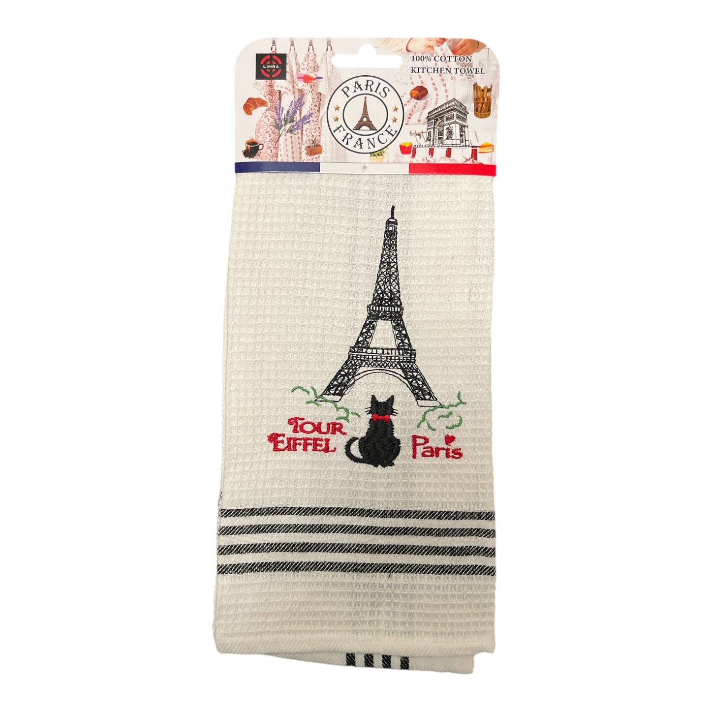 French Paris Black Cat Kitchen Towel