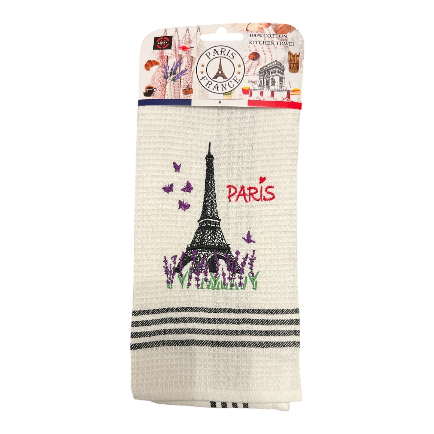 French Paris Eiffel Tower with Lavender Kitchen Towel