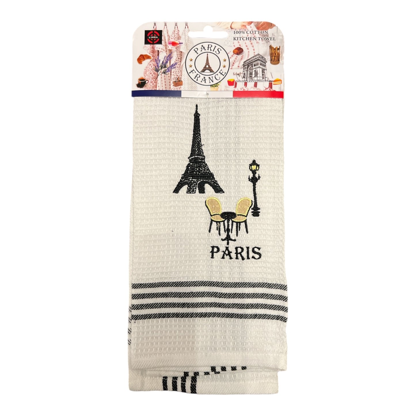 French Paris Eiffel Tower with Café Scene Kitchen Towel