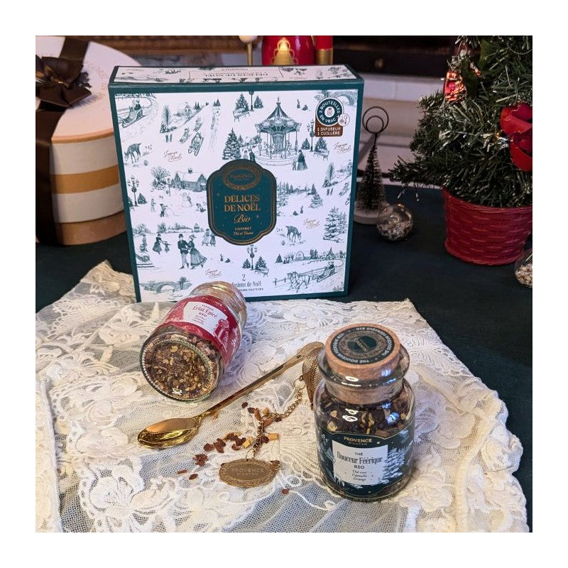 Provence d’Antan Gift box with 2 jars 50g herbal tea & 40g organic tea + 2 accessories