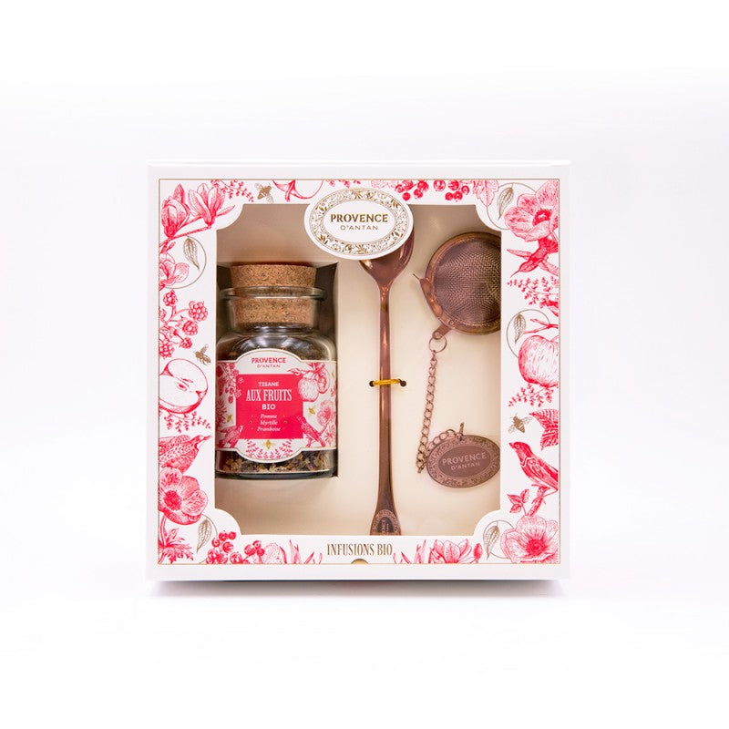 Provence d’Antan Gift box with 1 jar of fruit organic tea 45g + 2 accessories