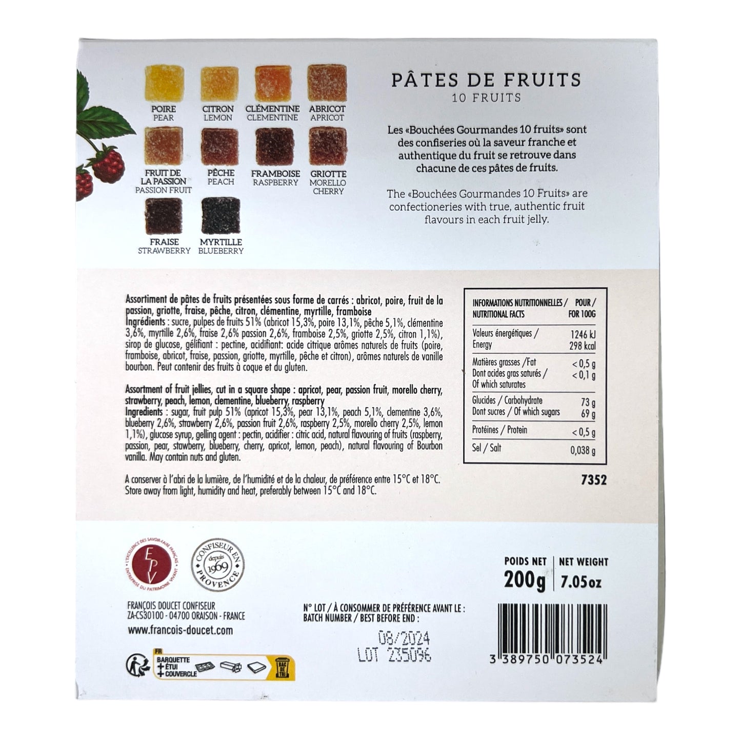 Francois Doucet Pâtes De Fruits , Fruit Jellies 7.05 oz