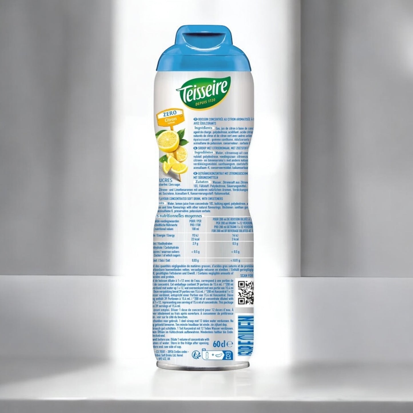 Teisseire Lemon Syrup 0% Sugar Free, 20.3 oz