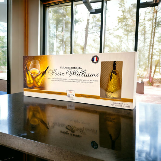 Abtey Poire Williams Brandy Filled Dark Chocolate Pears, 3.5 oz Box