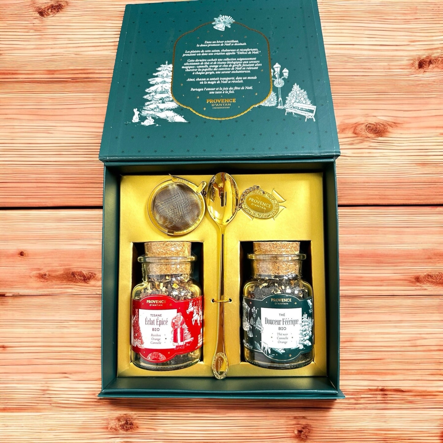 Provence d’Antan Gift box with 2 jars 50g herbal tea & 40g organic tea + 2 accessories