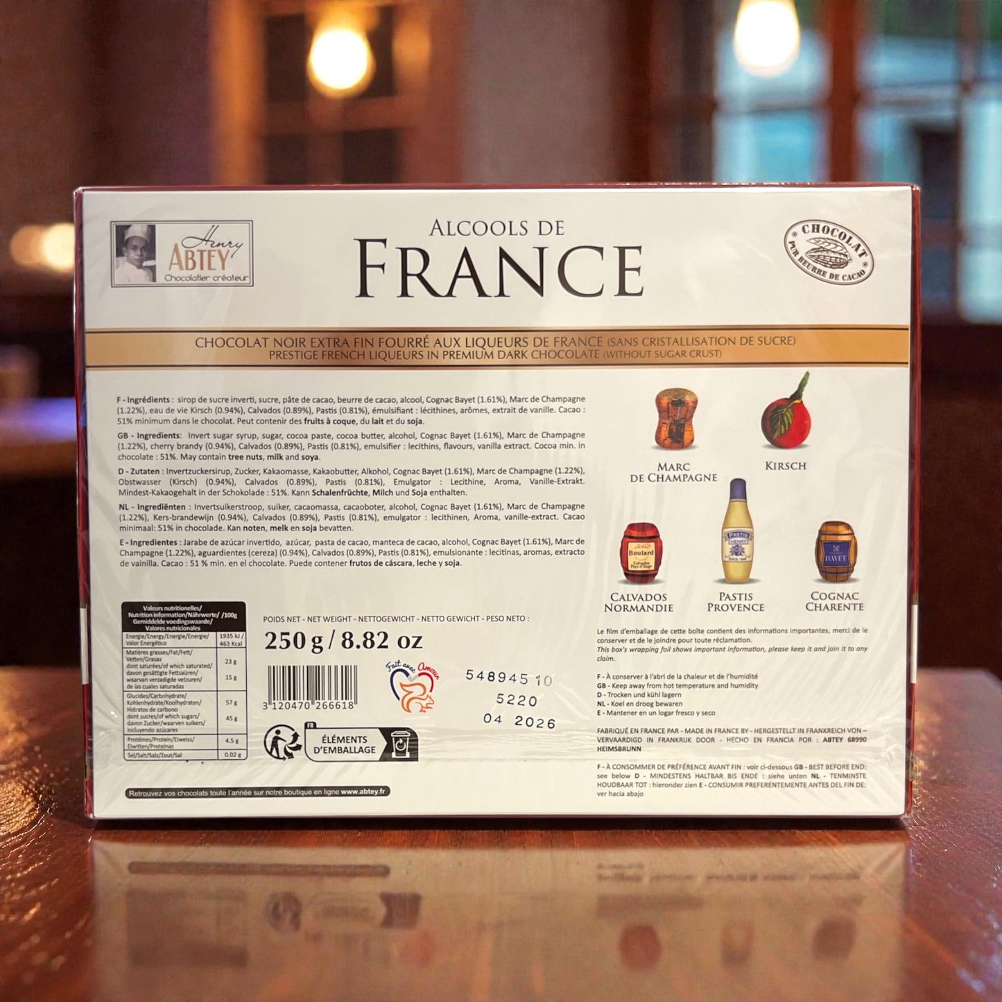 Abtey Dark Chocolate Filled with Assorted French Liqueurs 8.8 oz (250g)