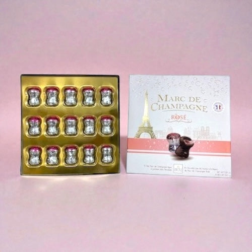 Abtey Cork-Shaped Dark Chocolates with Marc de Champagne Rosé, 15 pieces