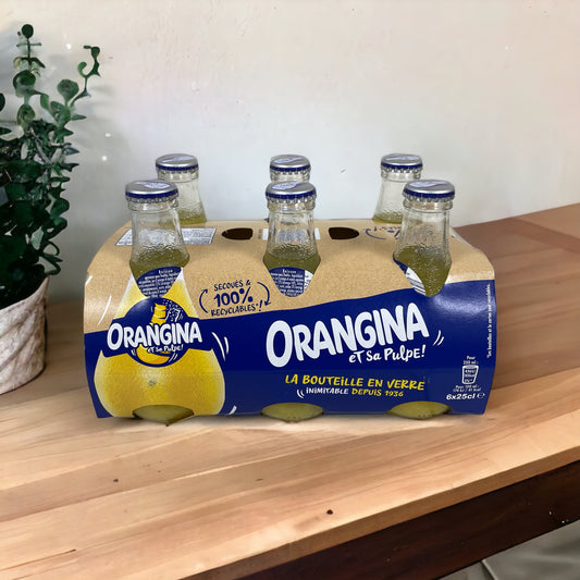 6 pack Orangina glass bottles