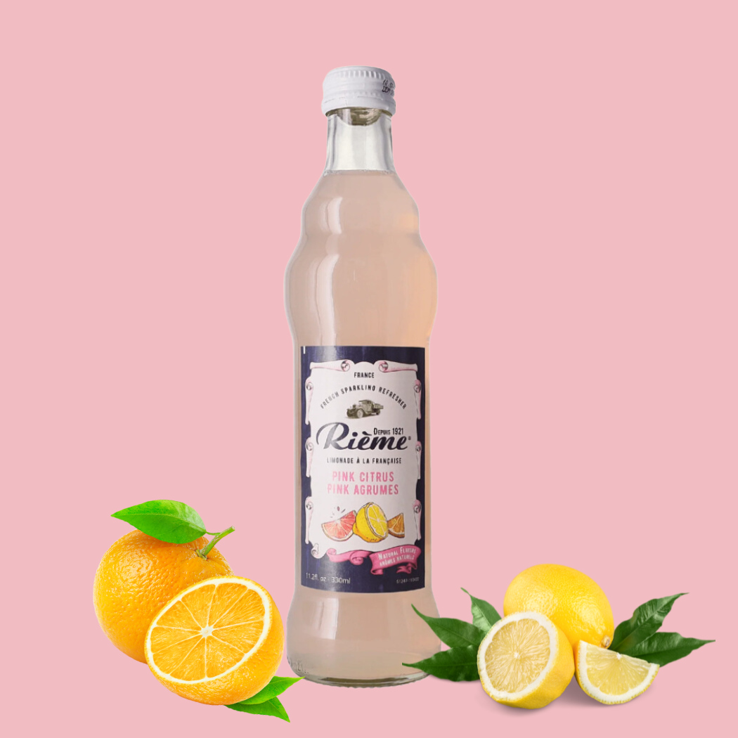 Rieme French Sparkling Pink Citrus Agrumes Mix Lemonade, 11 fl oz (330 ml)