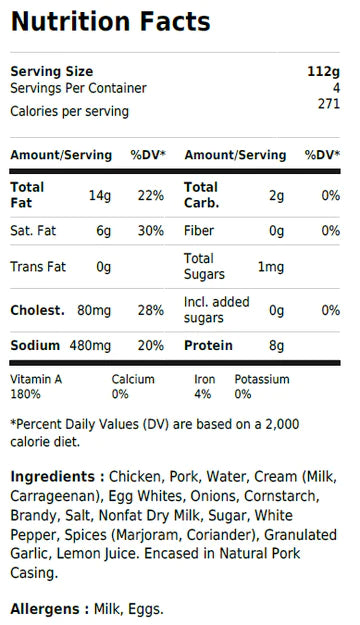 Boudin Blanc - White Pudding Sausage by Fabrique Délices (Frozen), 1lb