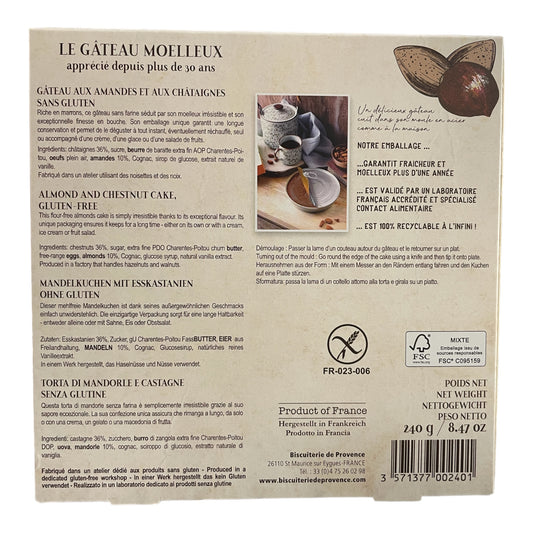 Biscuiterie de Provence Almond Chestnut Cake, Gluten Free, 8.5 oz.