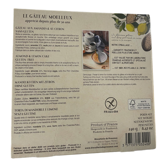Biscuiterie de Provence Lemon Almond Cake, Gluten Free, 8.5 oz.