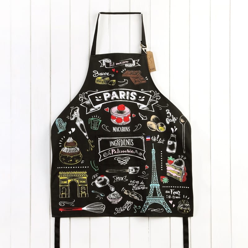 Paris Macaron Apron Black