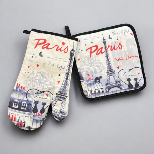 Paris Notre Dame & Eiffel Tower Kitchen Mitt Set