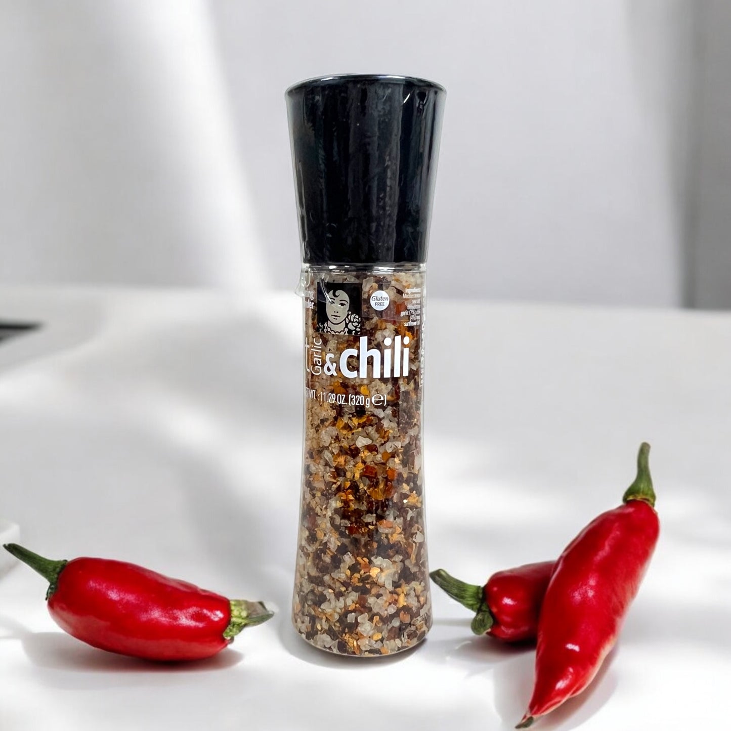 Carmencita Spicy Mediterranean Sea Salt with Chili and Garlic Giant Grinder 8.22oz