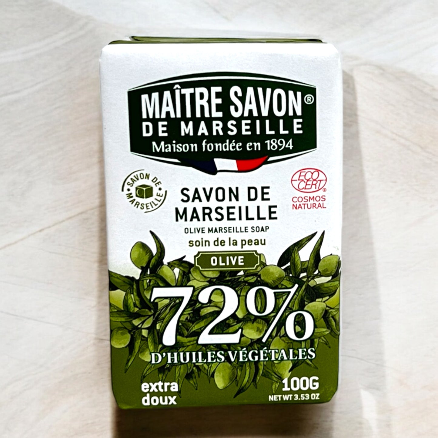 Maitre Savon de Marseille - Olive Soap, 100g (3.5 oz)