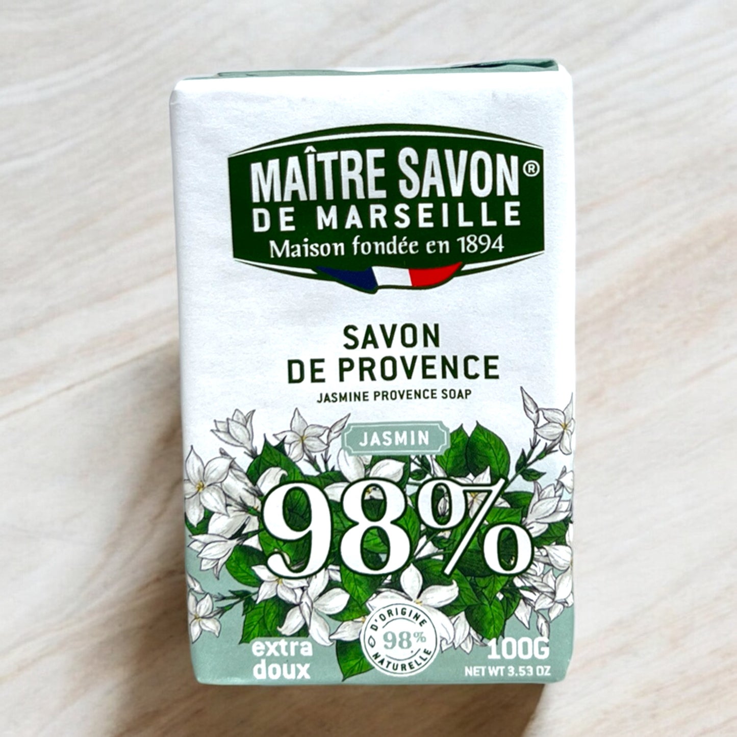 Maitre Savon de Marseille - Jasmine Soap, 100g (3.5 oz)