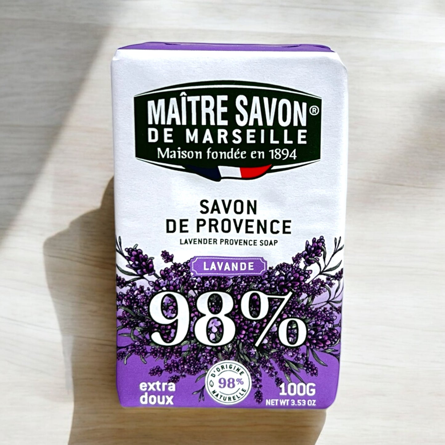 Maitre Savon de Marseille - Lavender Soap, 100g (3.5 oz)