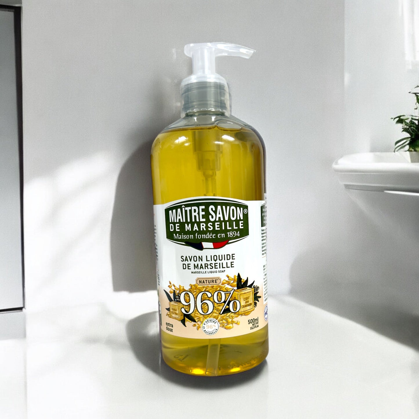 Maitre Savon de Marseille Natural Liquid Hand Soap, 16.9 fl oz (50 cl)