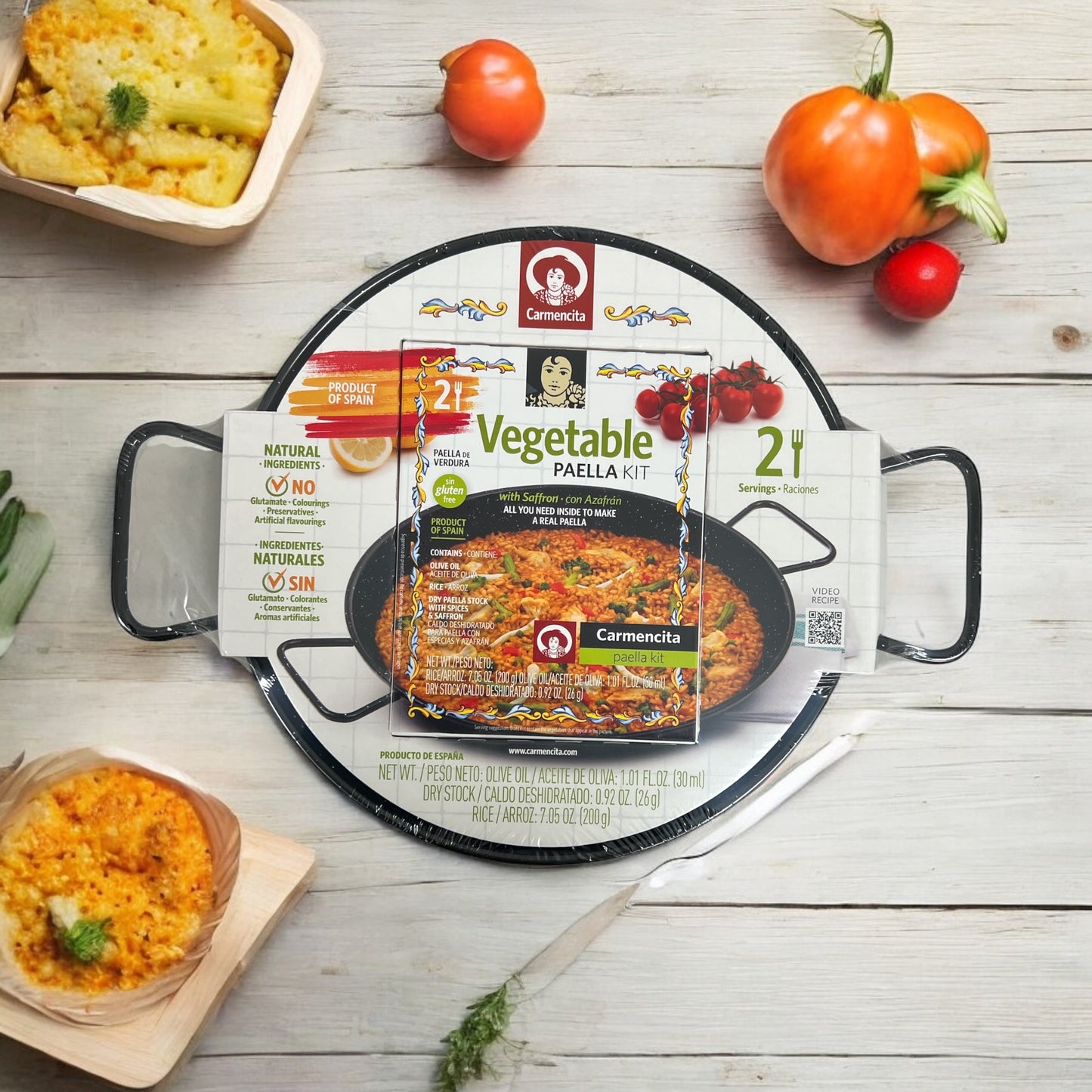 Carmencita Rice & Vegetable Paella Kit with Enamel Pan, 2 servings, 9.0 oz