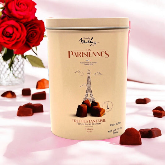 Mathez Cocoa Powdered Plain Chocolate Truffles, Les Parisiennes Tin, 7.0 oz