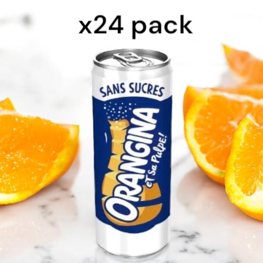 24-pack Orangina Sugar Free French Soda Cans 11.16oz (33cl)
