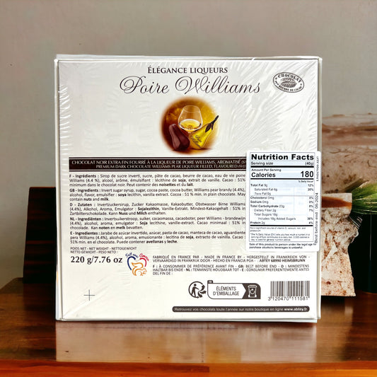 Abtey Poire Williams Brandy Filled Dark Chocolate Pears, 7.8 oz Box