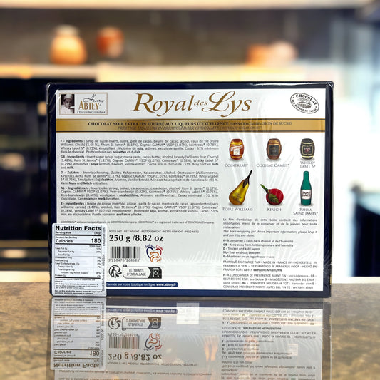 Abtey Royal Des Lys Dark Chocolate Filled with Assorted Liqueurs gift box 8.8 oz (250g)