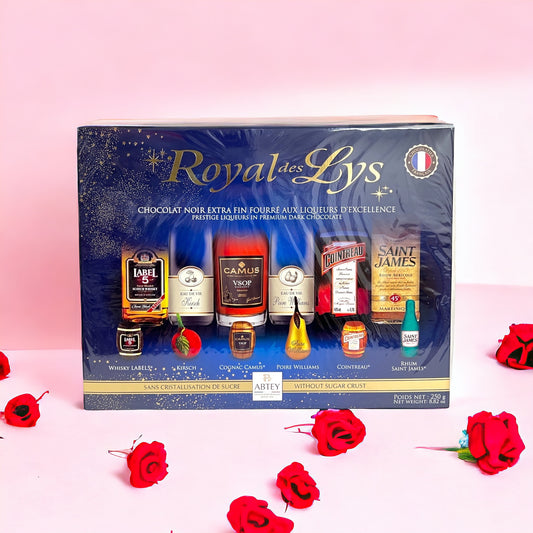 Abtey Royal Des Lys Dark Chocolate Filled with Assorted Liqueurs gift box 8.8 oz (250g)