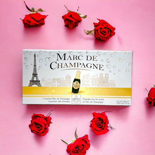 Abtey Dark Chocolate Mini Bottles Filled with Marc de Champagne 2.6 oz (75g)