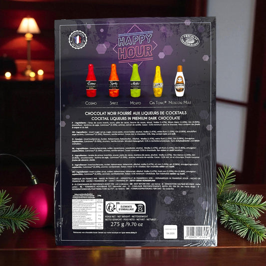 Abtey 2025 Advent Calendar, Happy Hour Dark Chocolate liqueurs, 275g (9.7 oz)
