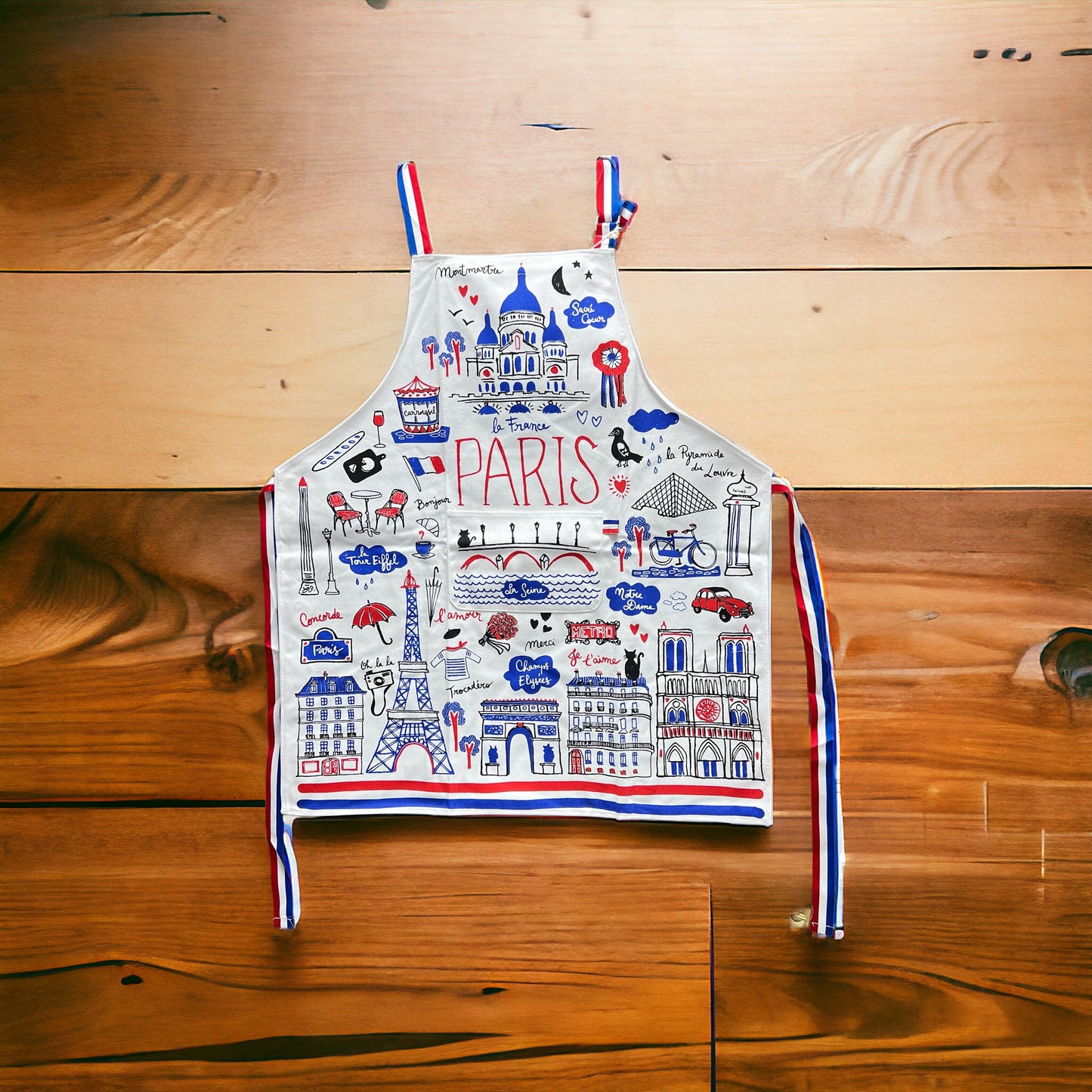 Paris blue white red Apron