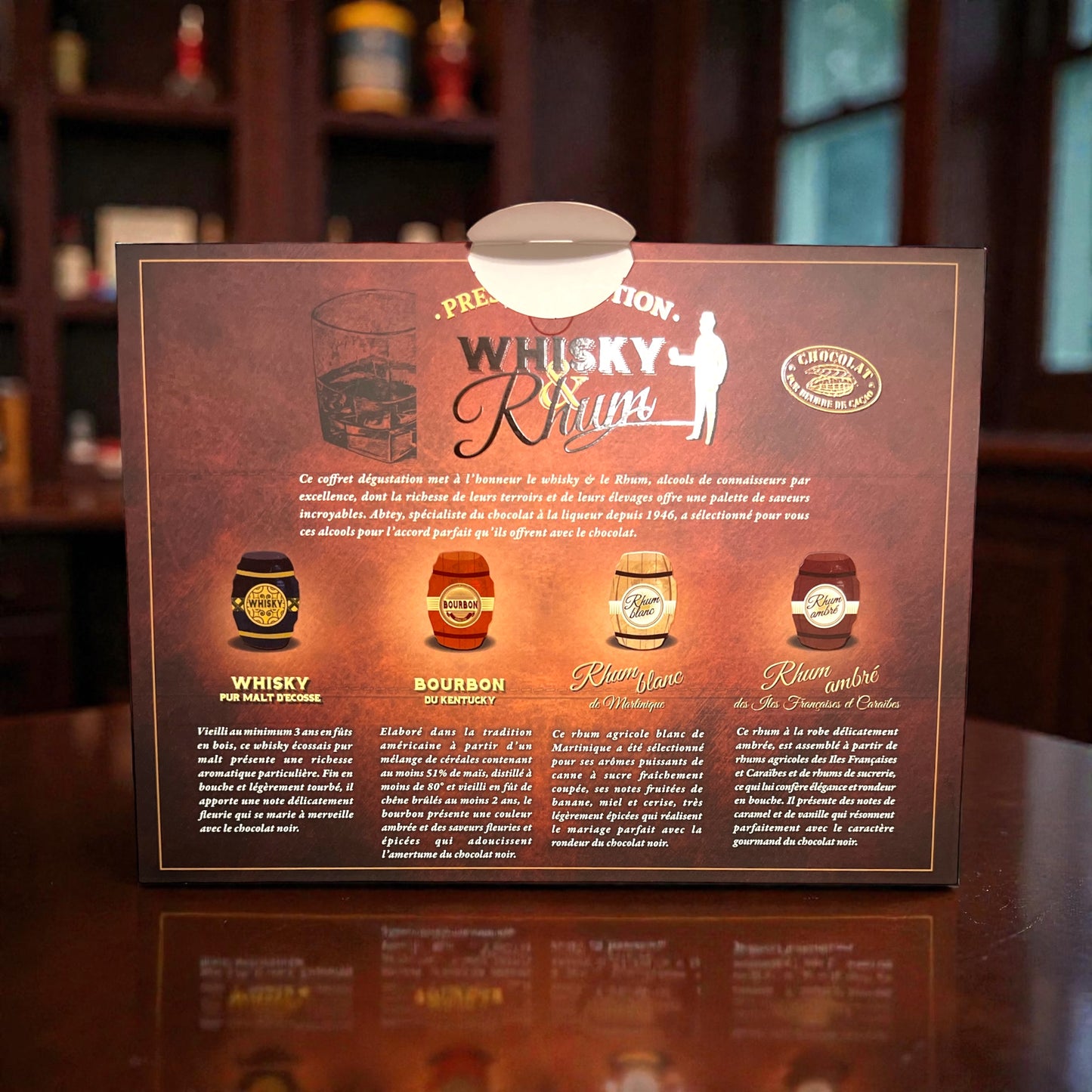 Abtey Dark Chocolate Filled with Rhum & Whisky Liqueurs gift box 7.05oz