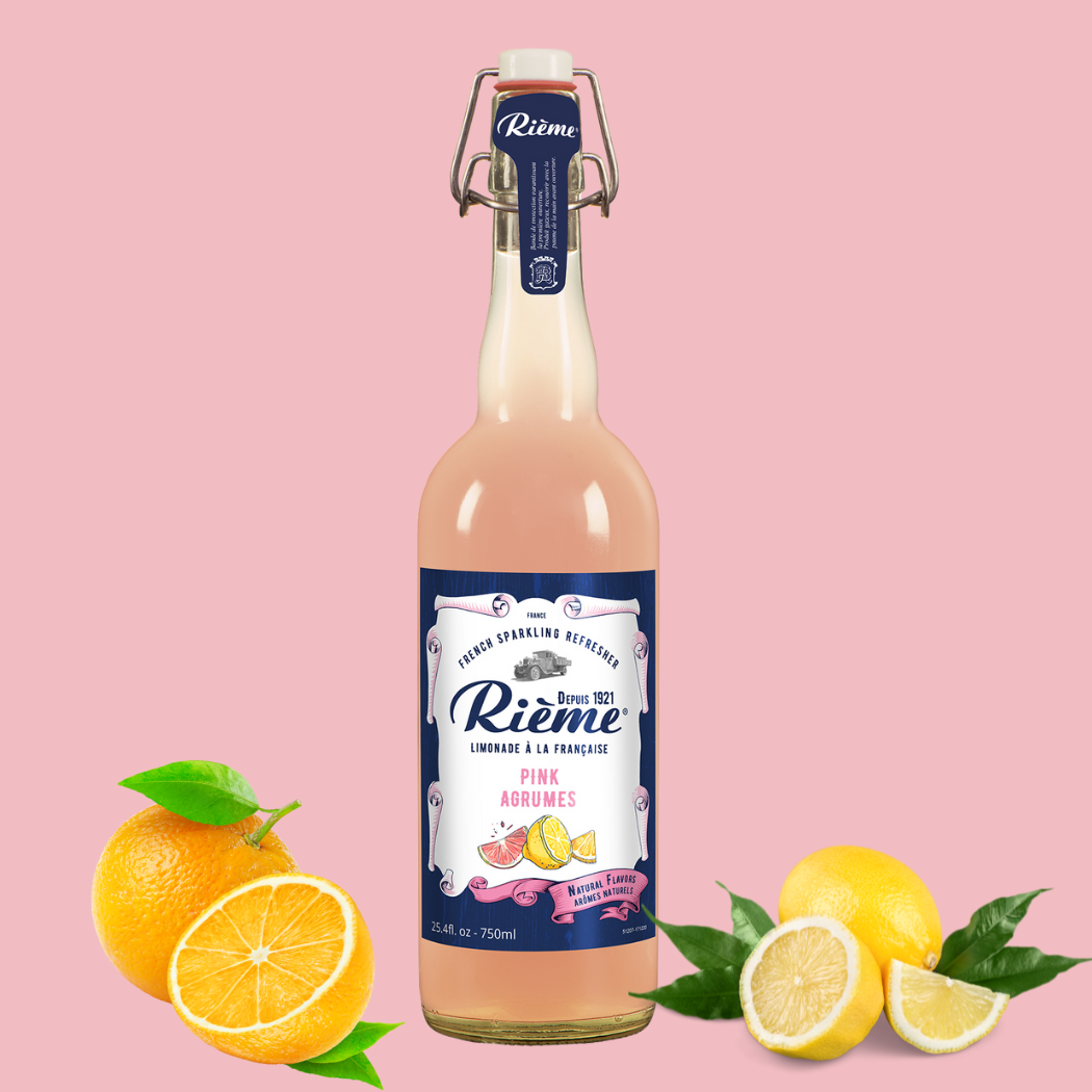 Rieme French Sparkling Pink Agrumes Citrus Mix Lemonade, 25.4 fl oz (750 ml)