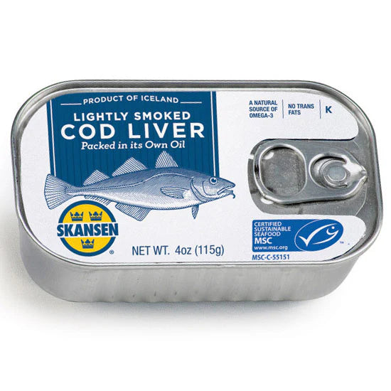 Skansen Lightly Smoked Icelandic Cod Liver, 4oz (115g)