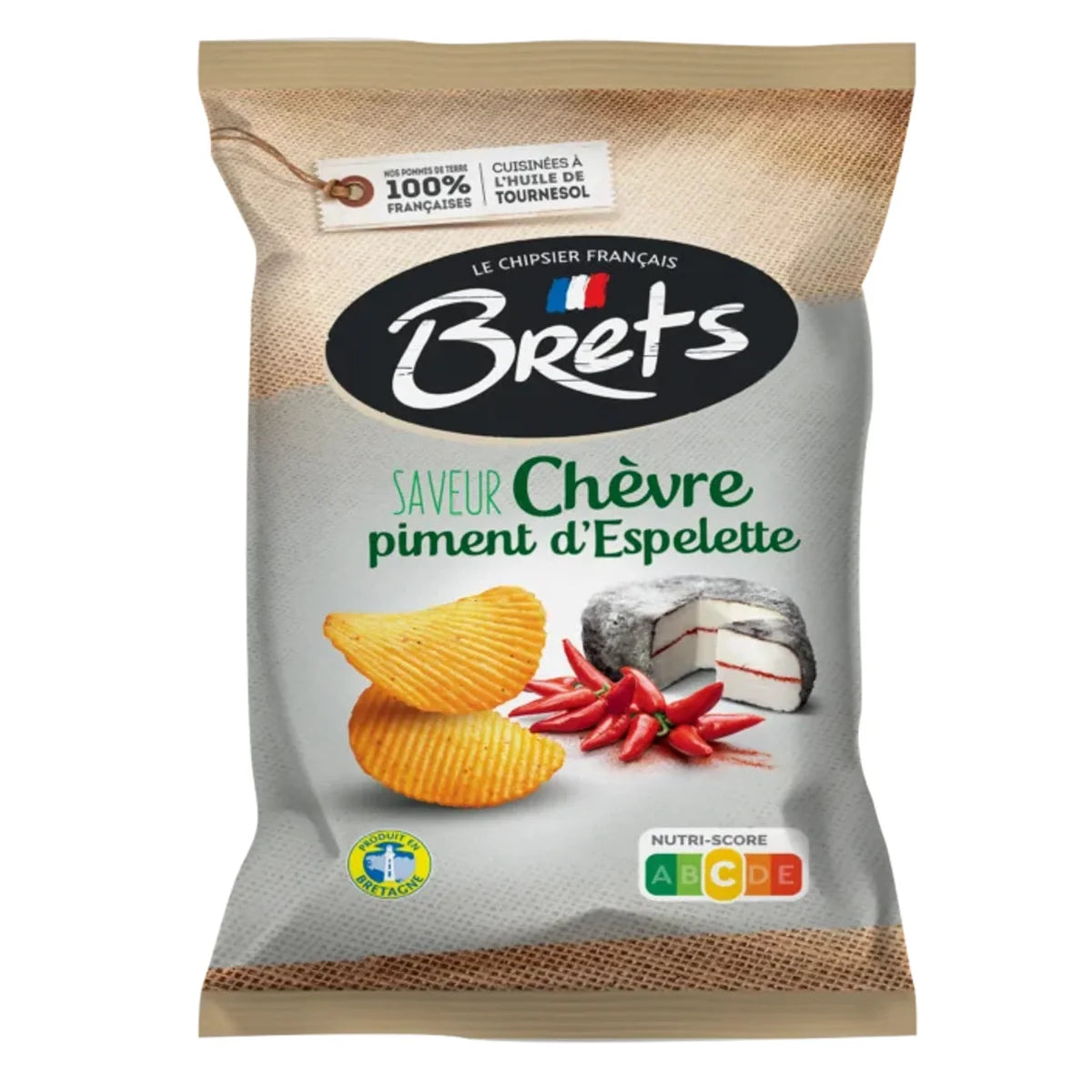 Brets Goat Cheese and Espelette Chili Pepper Chips, 4.4oz (125g)