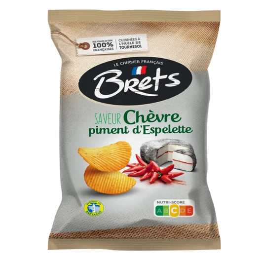 Brets Goat Cheese and Espelette Chili Pepper Chips, 4.4oz (125g)
