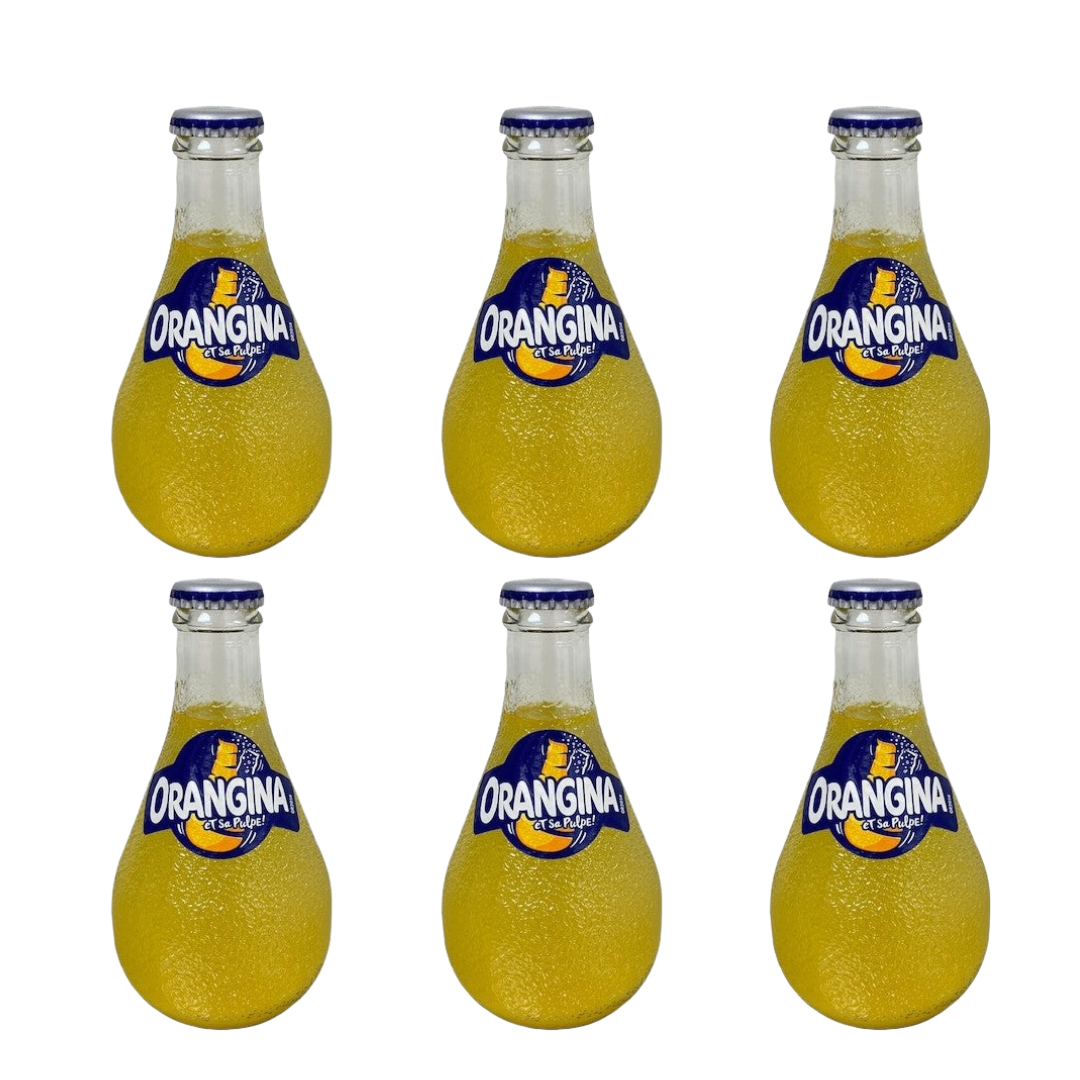 Orangina Sparkling Citrus Beverage, 6 cans / 11.2 fl oz - Harris
