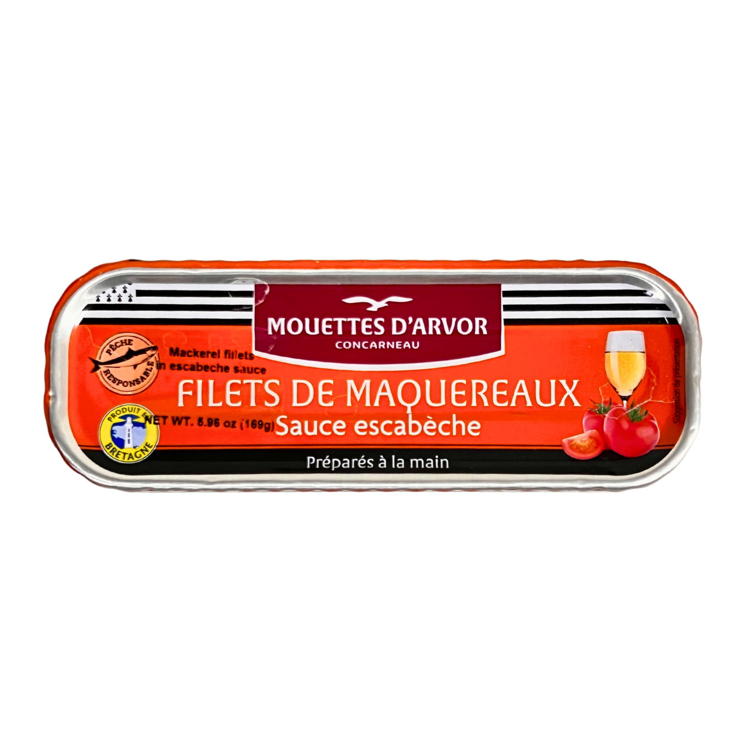 Mouettes d'Arvor Mackerel Filets in Escabeche Sauce 6.0 oz (169g)