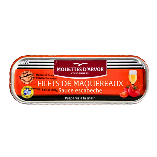 Mouettes d'Arvor Mackerel Filets in Escabeche Sauce 6.0 oz (169g)