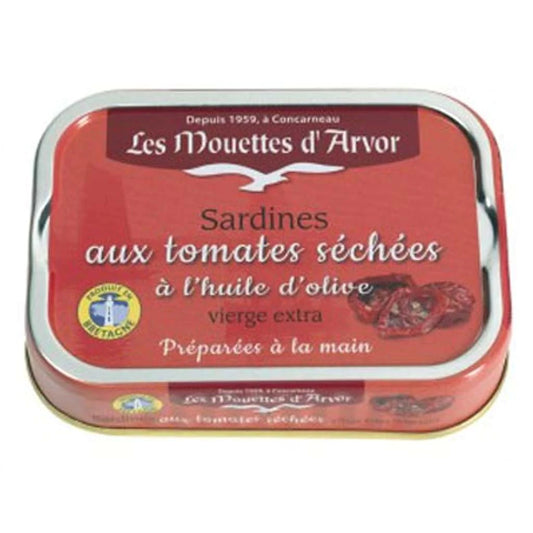 Mouettes d'Arvor Whole Sardines with Extra Virgin Olive Oil with Sundried Tomatoes 4 oz (115 g)