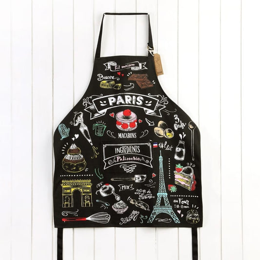 Paris Macaron Apron Black