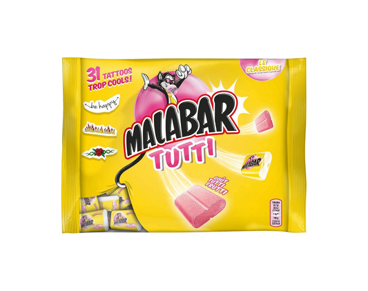 Malabar Tutti Frutti Bubble Gum, bag, 30 pieces